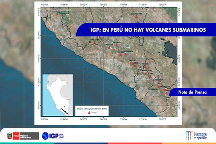 IGP: En Perú no hay volcanes submarinos