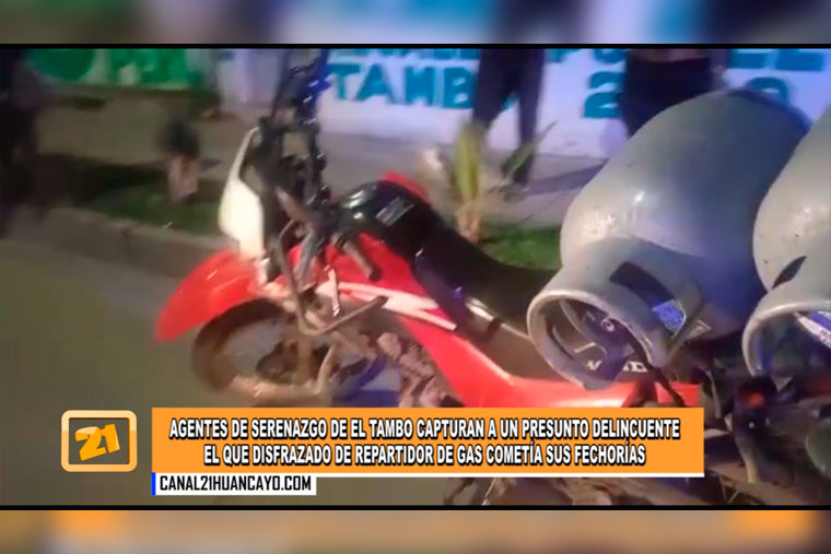 El Tambo: Delincuente disfrazado de repartidor de gas fue detenido por serenos (VIDEO)
