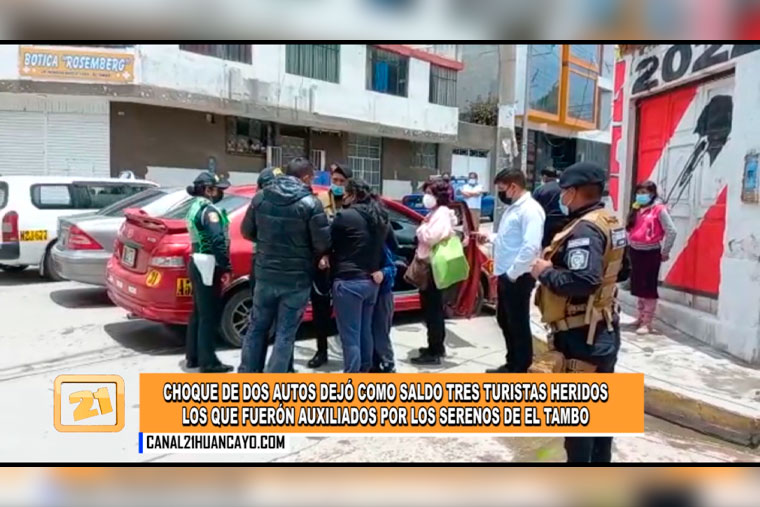 El Tambo: Choque de dos autos deja como saldo a tres turistas heridos (VIDEO)
