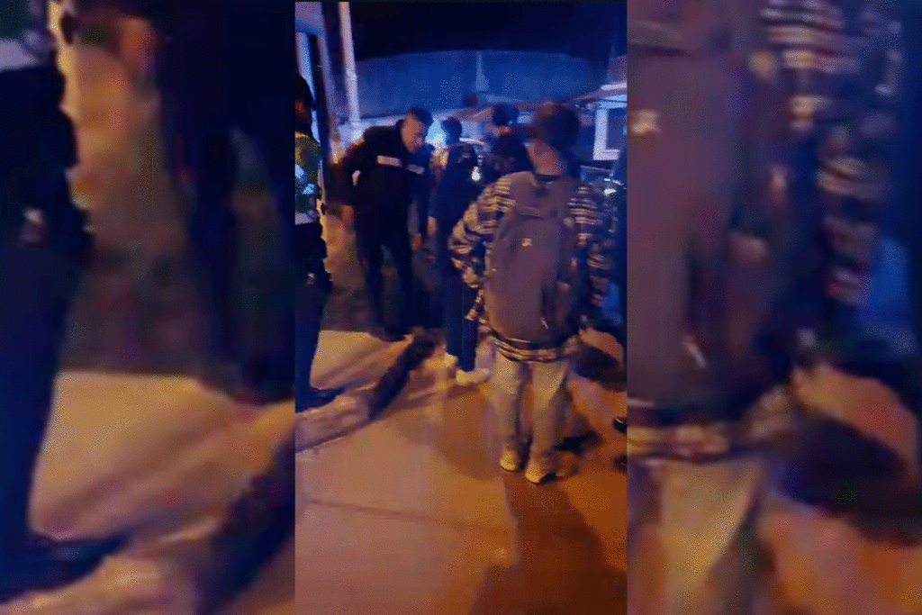 Jóvenes universitarios en aparente estado de ebriedad protagonizan gresca en la vía publica